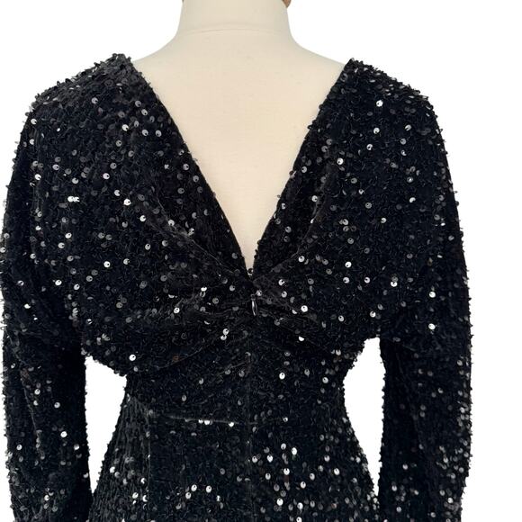 Fashion Nova One and Only Sequin Velvet Gown in Black Size Large NWOT - Picture 10 of 16